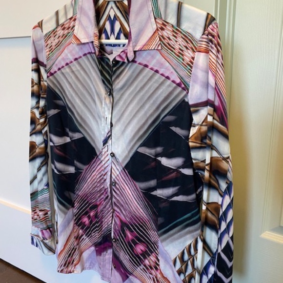 ETERNA Premium Ladies' blouse sz 38 EU sz US S 100% cotton multicolour retro - Picture 2 of 16